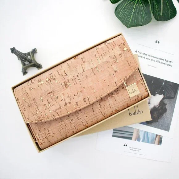 Vegan Cork Wallet Clutch for Women Large Capacity Phone Purse Gift
